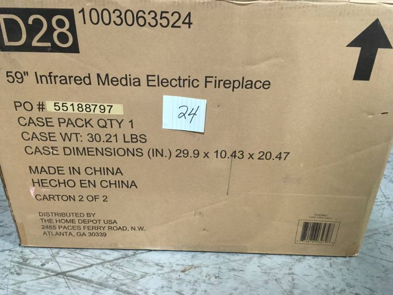 lot 24 image: Home Decorators Collection Edenfield 59 in. Freestanding Infrared Electric Fireplace  insert only not used