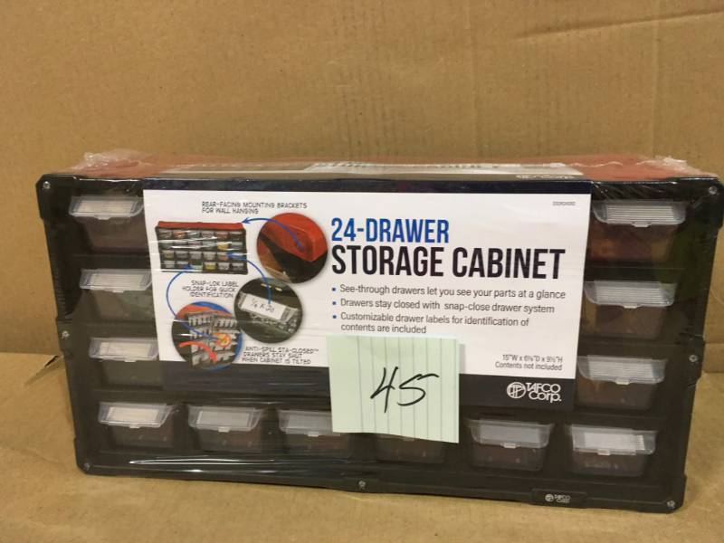 lot 45 image: 24 Compartment Small Parts Organizer Red Black not used