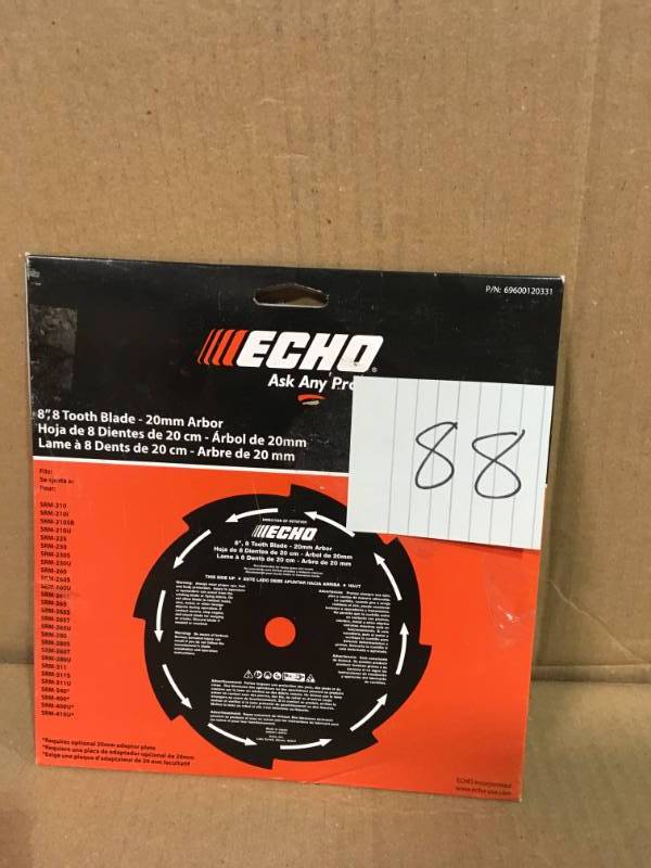 lot 88 image: ECHO 8 in. 8-Tooth Grass & Weed Blade (20 mm) in good condition
