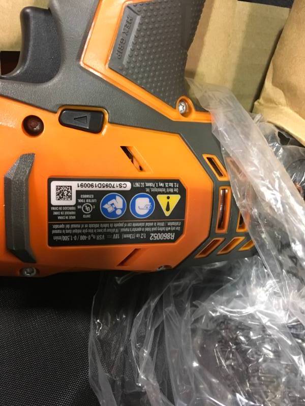 lot 89 image: RIDGID 18-Volt Lithium-Ion Cordless 2-Speed 12 in. Compact DrillDriver Kit with (2) 1.5 Ah Batteries, Charger, and Tool Bag in good condition