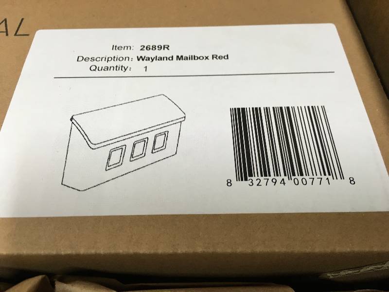 lot 18 image: Architectural Mailboxes Wayland Red Wall Mount Mailbox in good condition