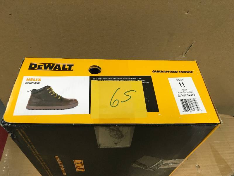 lot 65 image: DeWalt Helix Mens Size 11 Dark Brown Leather Steel Toe 6 in. Work Boot not used