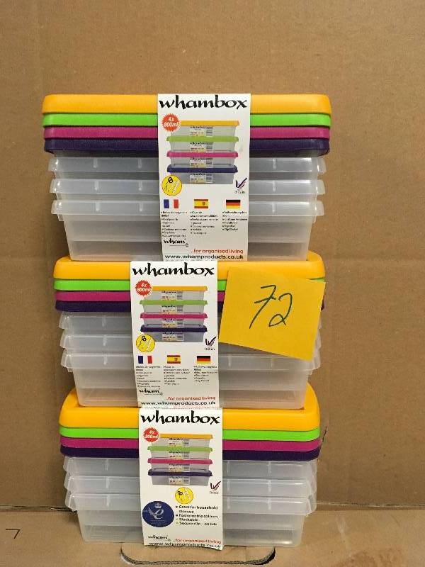 lot 72 image: Wham 0.85 Qt. Organizer Boxes (Set of 4) not used