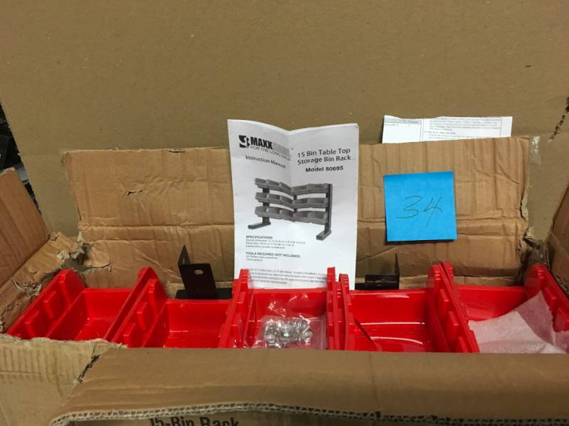 Maxworks 8 in. W Bench or Table Top 15-Bin Parts Rack with 5 in. W per Bin not used