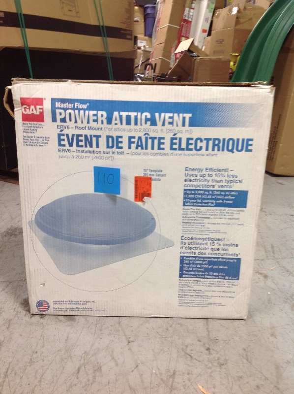 Master Flow 1500 CFM Shingle Match Weathered Wood Power Roof Mount Attic Fan not used