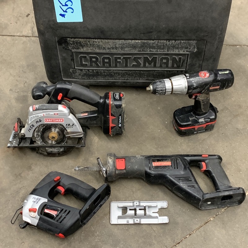 lot 55 image: Craftsman 4-Tool Cordless Tool Set