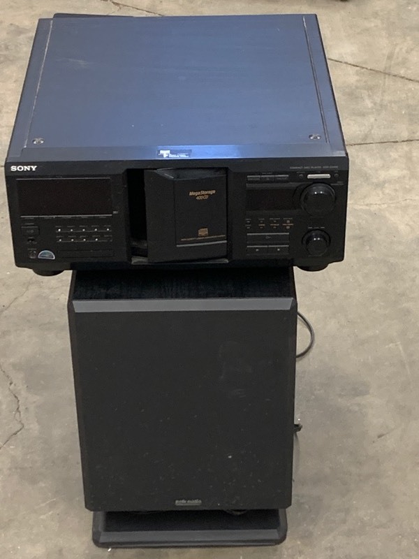lot 68 image: Sony 400CD Linear Converter & Polk-Audio Subwoofer
