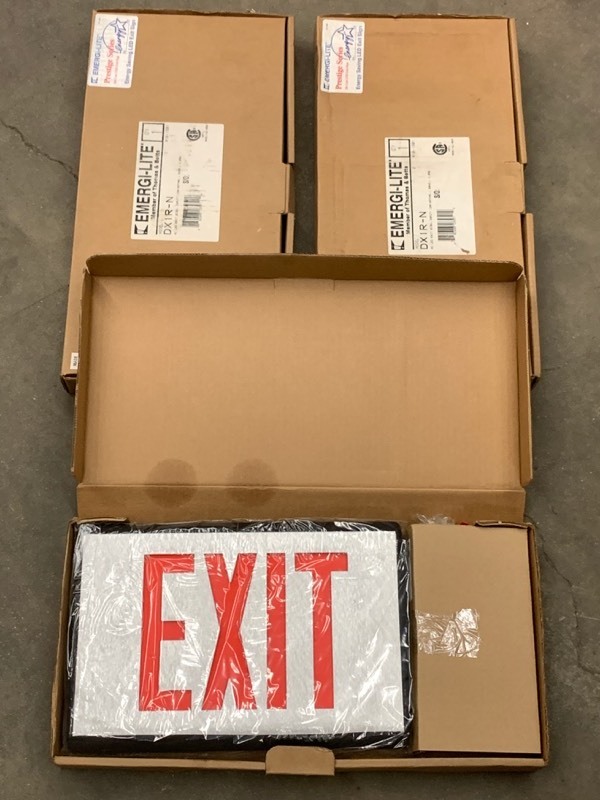 lot 70 image: (3) Emergi-Lite Exit Signs