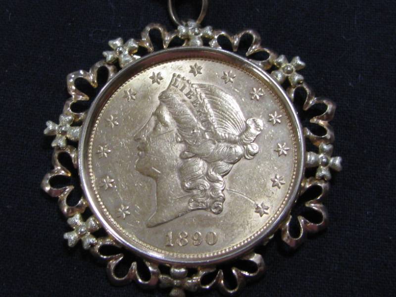 lot 15 image: 1890 S Twenty Dollar Gold Double Eagle Coin