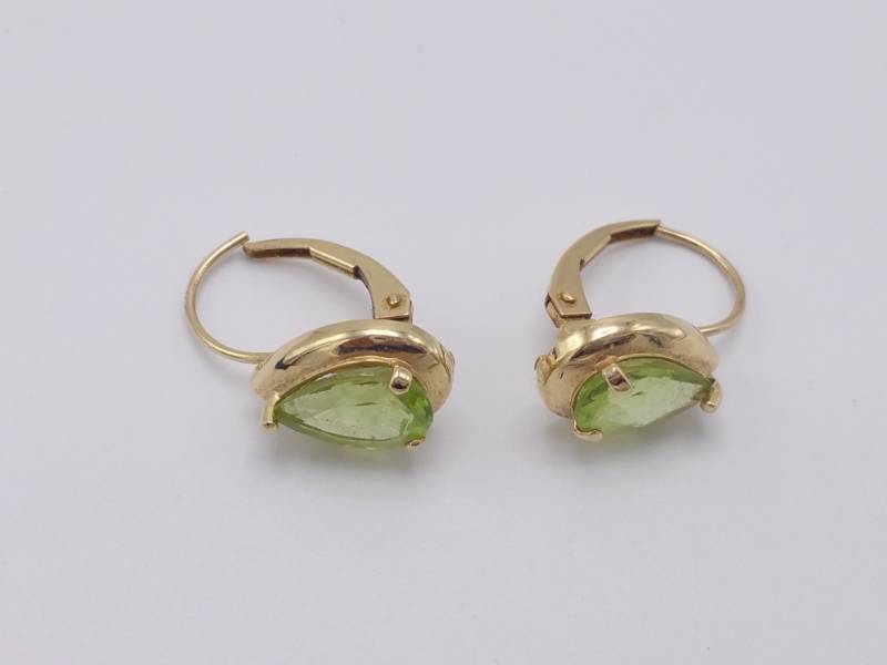 lot 45 image: Peridot Estate Earrings in 14k Yellow Gold