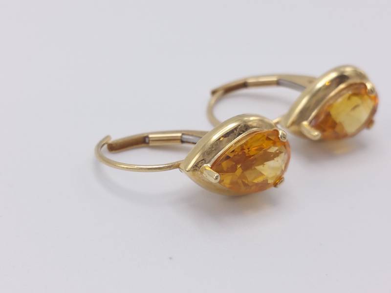 lot 46 image: Citrine Estate Earrings in 14k Yellow Gold