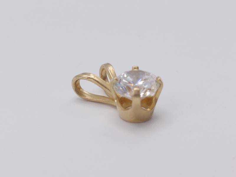 lot 48 image: Radiant White Gemstone Estate Pendant in 14k Yellow Gold
