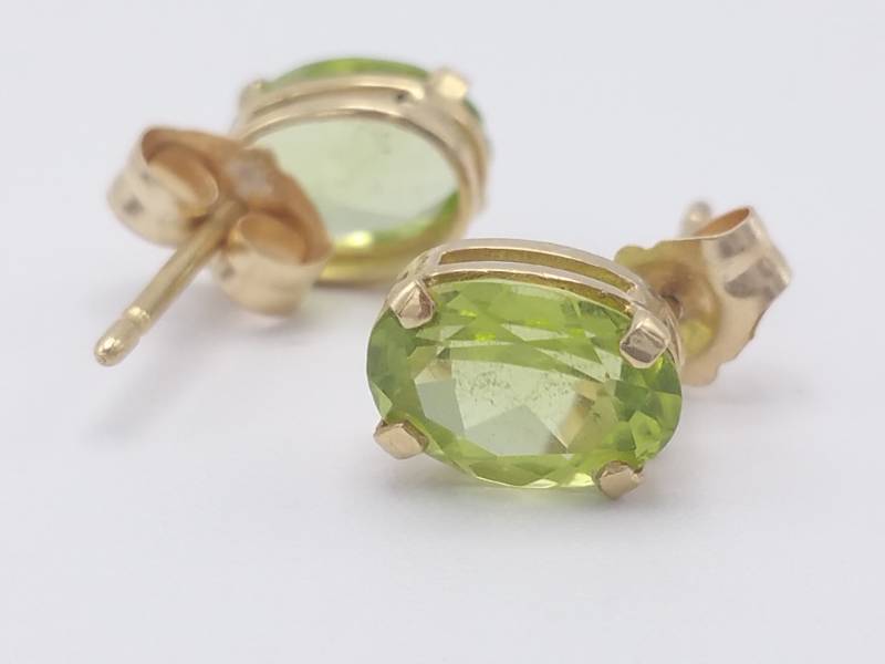 lot 51 image: Peridot Estate Earrings in 14k Yellow Gold