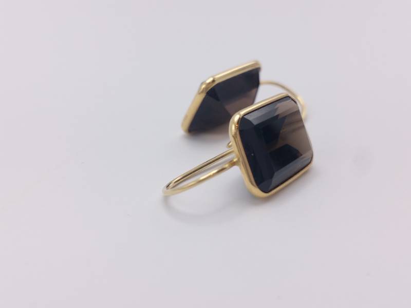 lot 55 image: Smoky Quartz Estate Earrings in 14k Yellow Gold