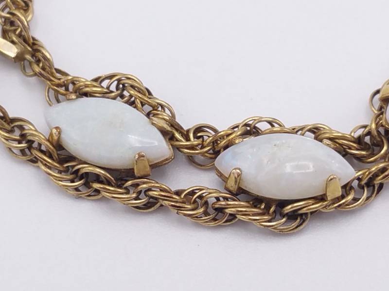 lot 59 image: Braided Gold Filled Estate Bracelet with Stones