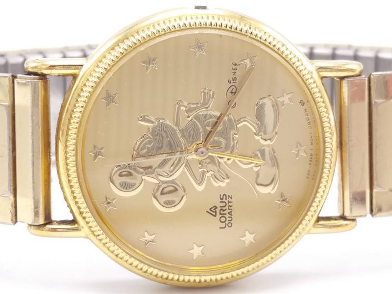 lot 67 image: Vintage Golden Mickey Mouse Walt Disney Lorus Wristwatch