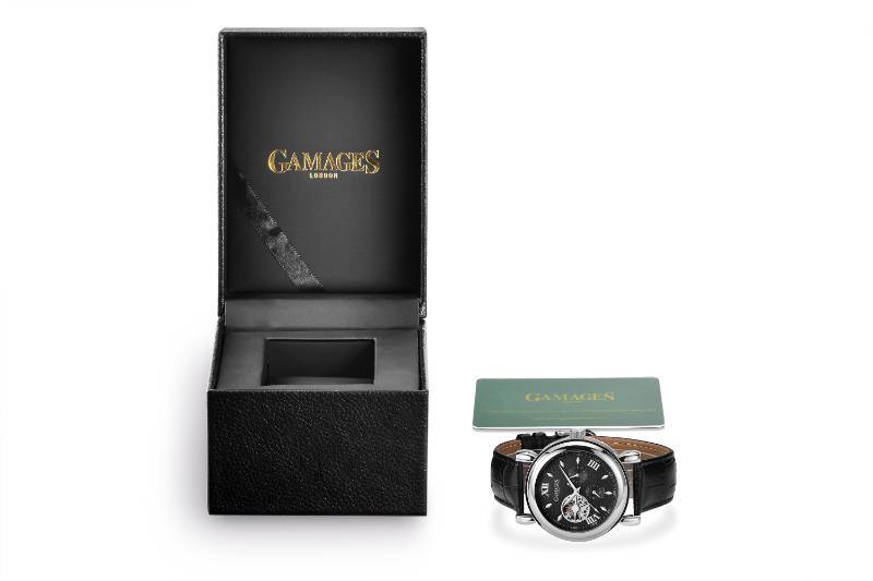 lot 96 image: GAMAGES OF LONDON Limited Edition Hour Timer Automatic Steel Timepiece - $725 MSRP