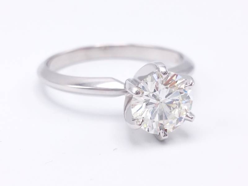 lot 1A image: 1.3 CT High Grade Diamond Tiffany Style Solitaire Ring in 14k White Gold