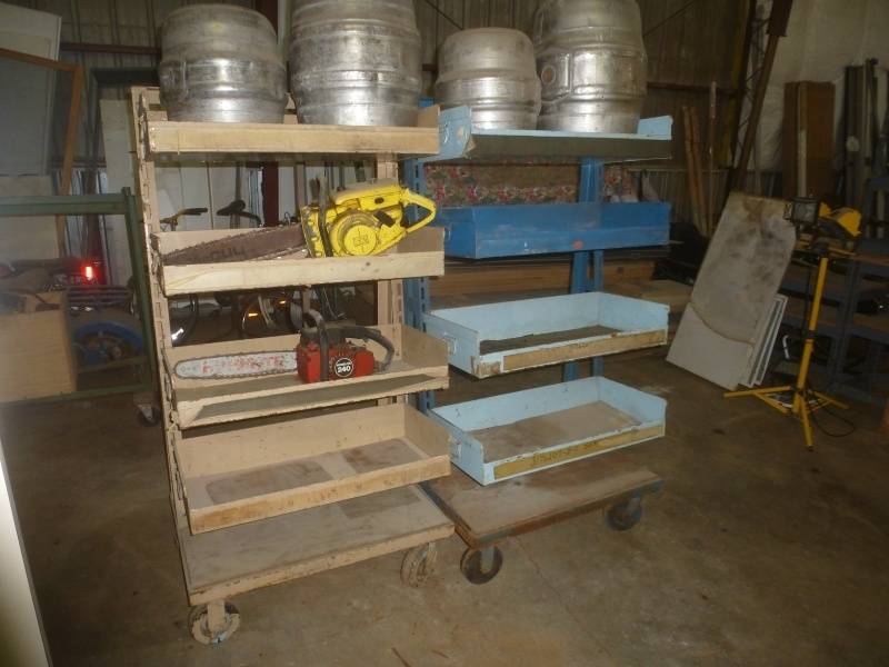 lot 43 image: Steel Shelf Units On Casters