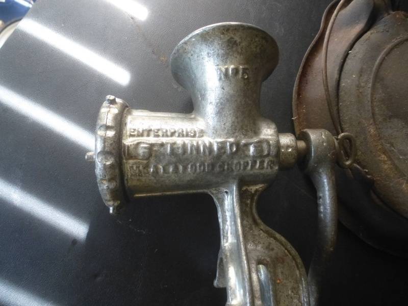 lot 133 image: Antique Waffle Iron & Grinders