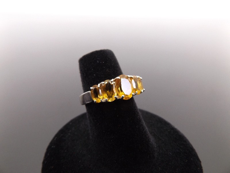.925 Sterling Silver Ring Citrine Crystal Size 5.75