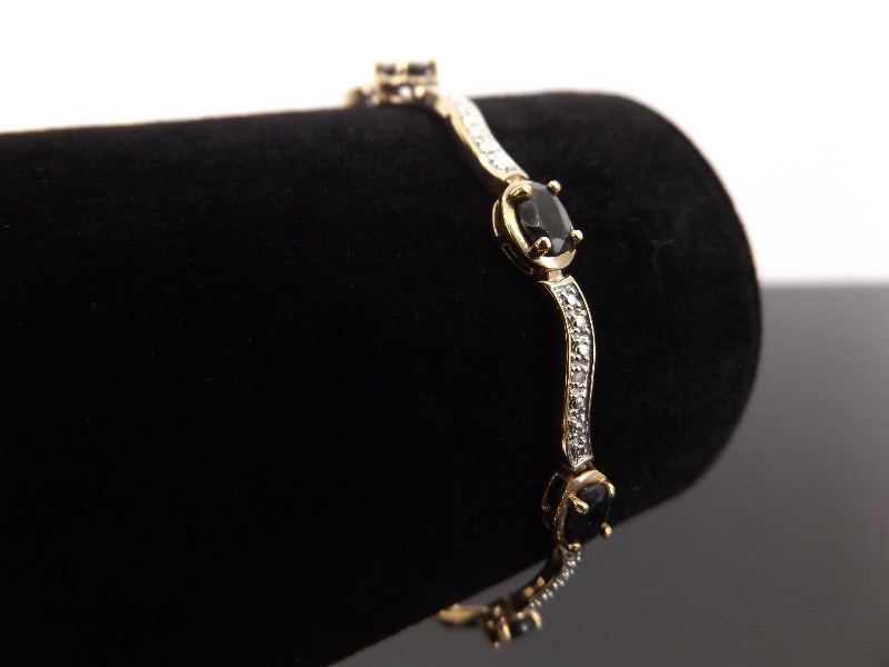 .925 Sterling Silver Sapphire Crystal Vermeil Tennis Bracelet
