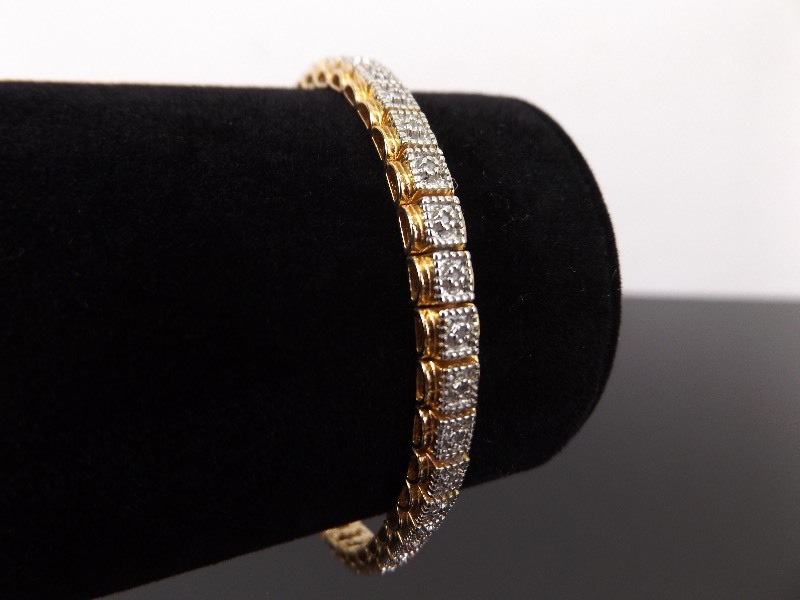 .925 Sterling Silver Diamond Accented Vermeil Tennis Bracelet