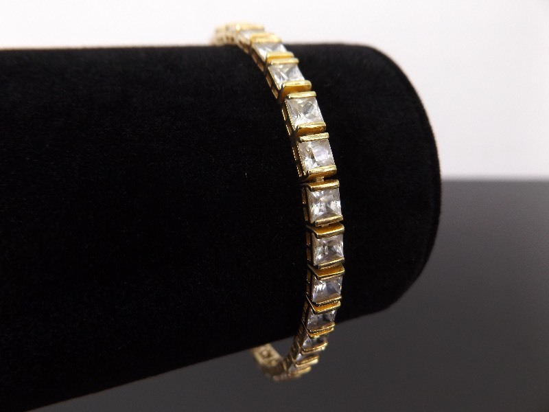 .925 Sterling Silver Crystal Vermeil Tennis Bracelet