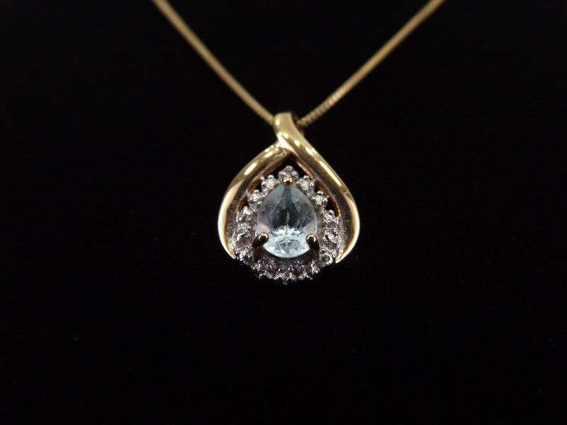 .925 Sterling Silver Topaz Diamond Accented Vermeil Pendant Necklace