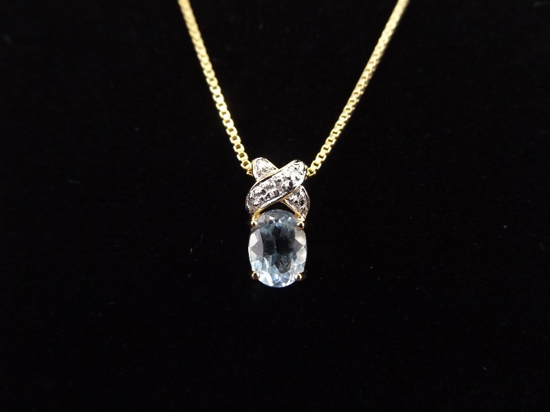 .925 Sterling Silver Topaz and Diamond Accented Vermeil Pendant Necklace