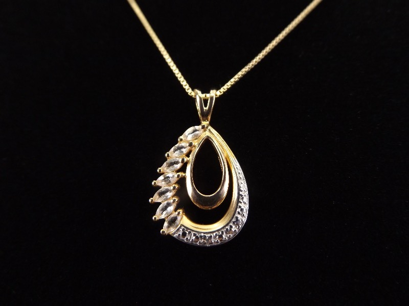 .925 Sterling Silver Crystal Diamond Accented Vermeil Pendant Necklace