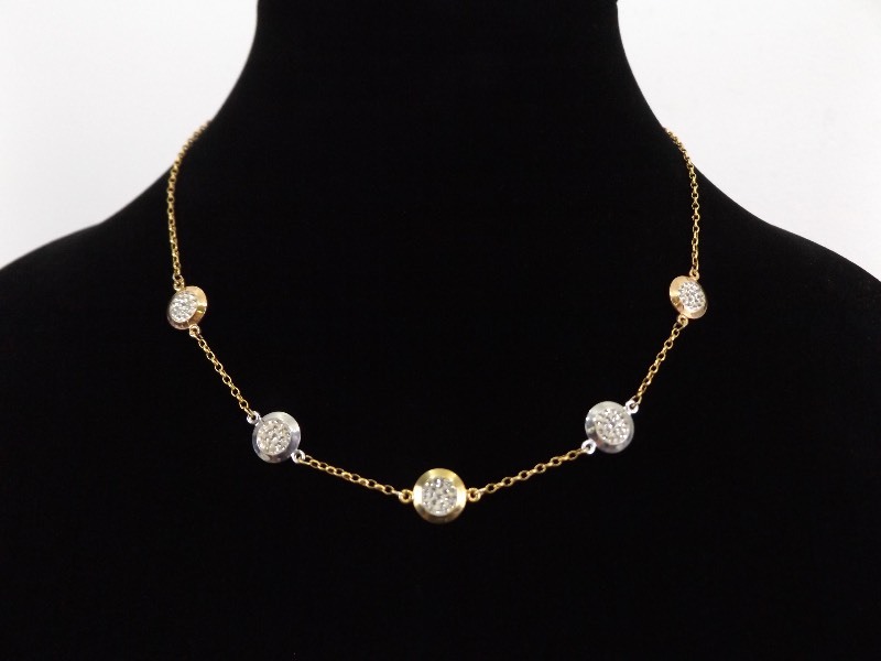 .925 Sterling Silver Crystal Multi Tone Necklace