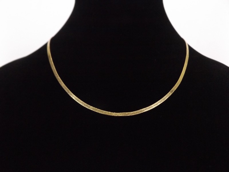 .925 Sterling Silver Herringbone Vermeil Necklace