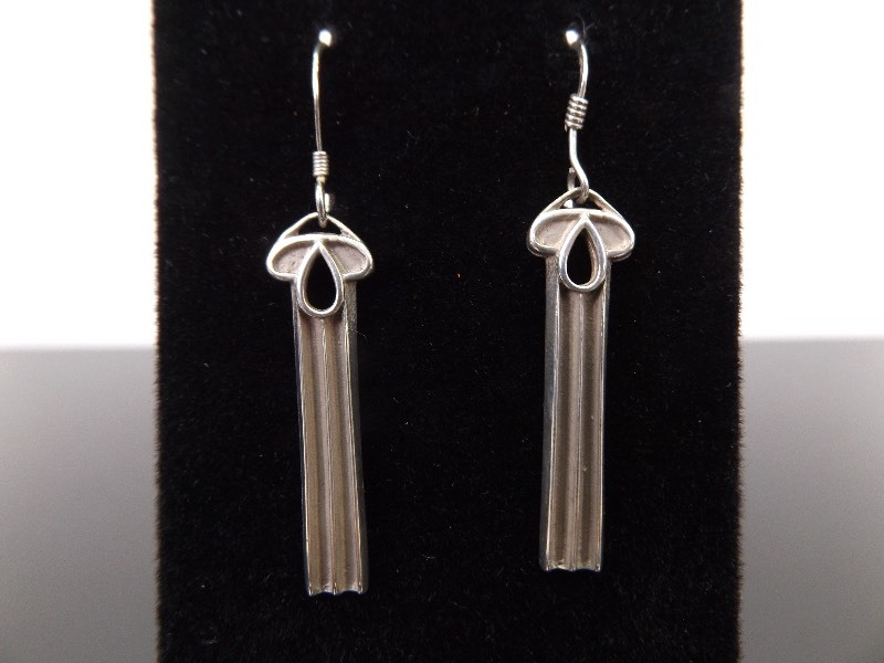 .925 Sterling Silver Bar Dangle Earrings