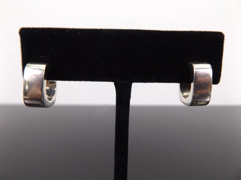 .925 Sterling Silver Square Hoop Post Earrings