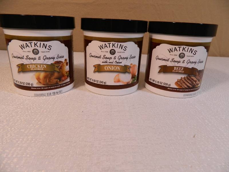 lot 45 image: 3 New Watkins Gourmet Soup and Gracy Bases