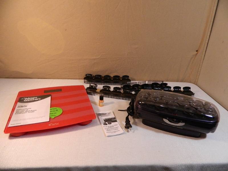 lot 54 image: New Conair Weight Watchers Scale and New Conair Roller Set