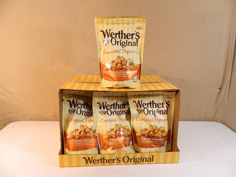 lot 104 image: 12 New Bags of Werthers Caramel Corn