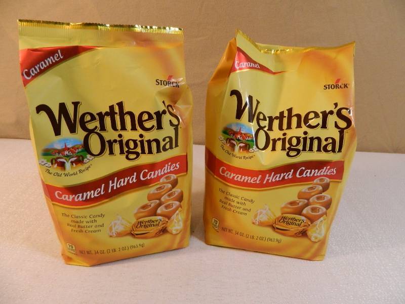 lot 108 image: 2 New Large Bags of Werthers Hard Caramel Candies