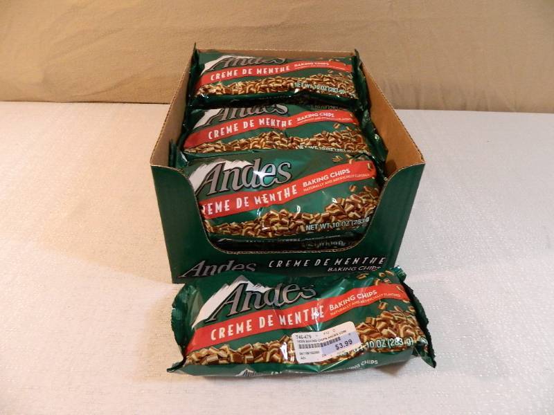 lot 109 image: 12 New Packages of Andes Baking Mint Chips