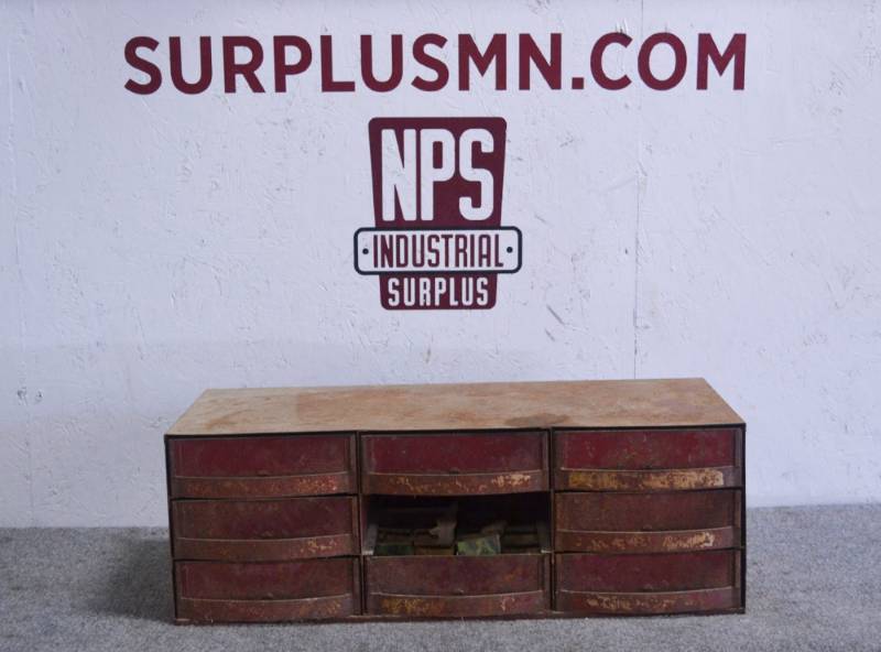 lot 128 image: Vintage Metal Parts Cabinet