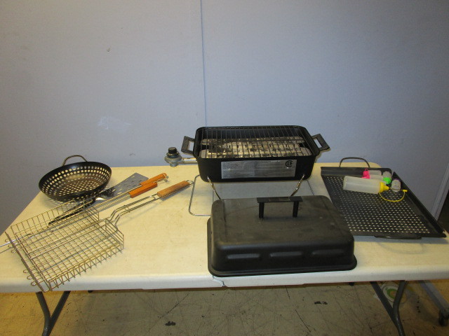 lot 143 image: CHAR-BROIL MINI GAS GRILL AND ACCESSORIES