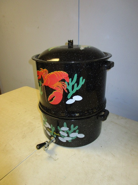 lot 209 image: TWO PIECE STEAMER POT WITH SPIGOT