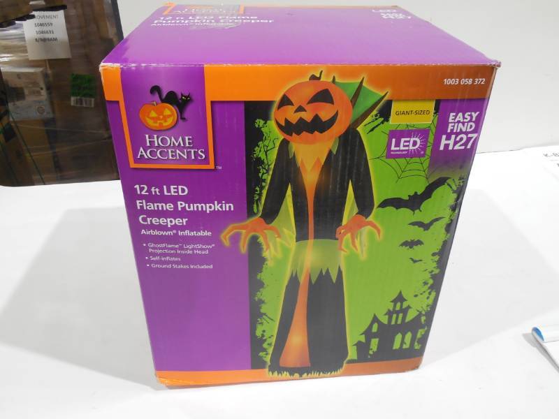 lot 78 image: HOME ACCENTS 12 FOOT FLAME PUMPKIN CREEPER LED LIGHT UP