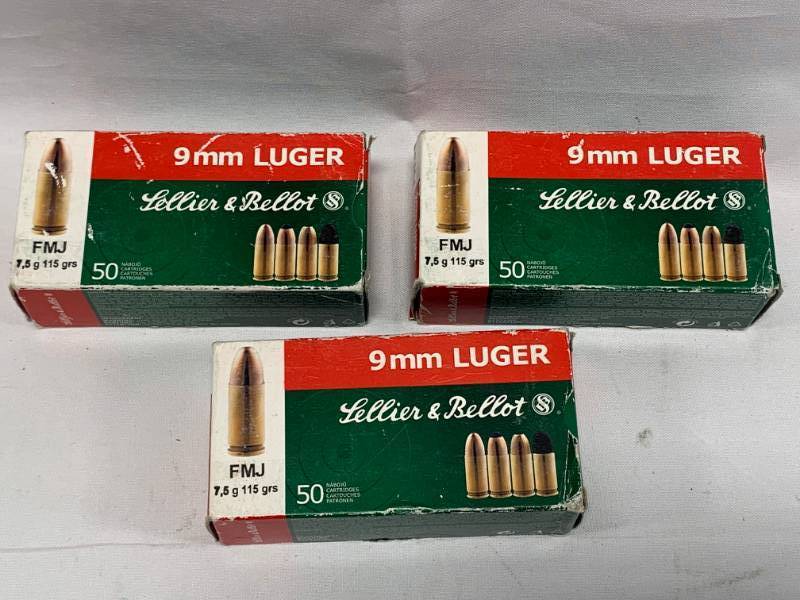 lot 5 image: 150 Rounds 9mm Sellier & Bellot Ammo Ammunition