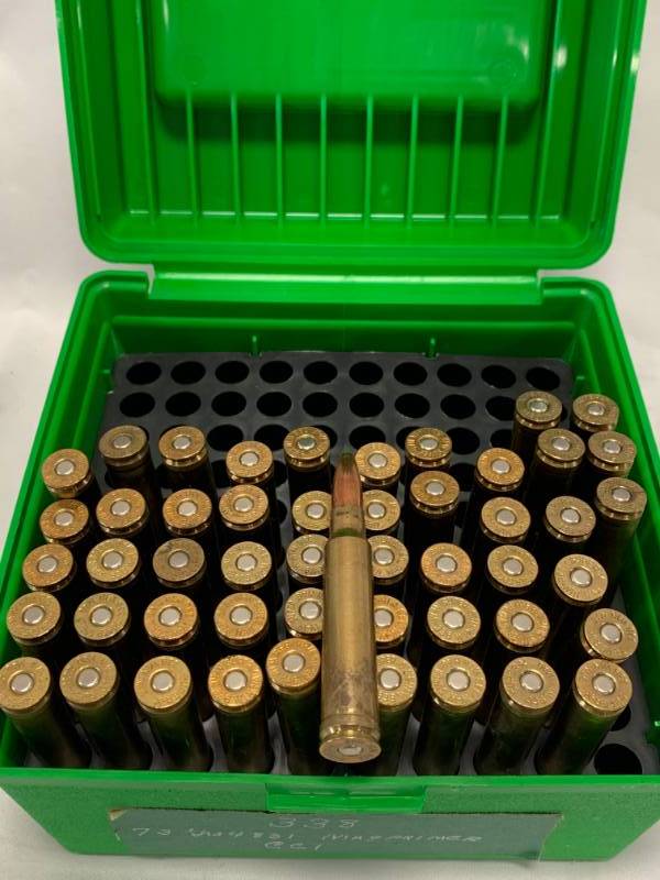 lot 11 image: Lot of 50 Winchester .338 Ammo Ammunition wCase