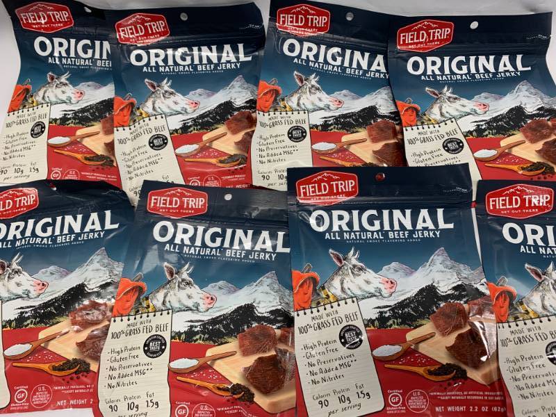 lot 29 image: 8 Bags Grass Fed Beef Jerky in Date $79 retail