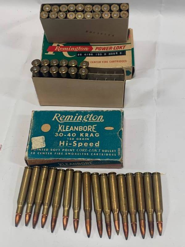 lot 45 image: 32 Win Special, 270 Win, 12ea 30-40 Krag