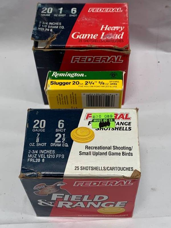 lot 63 image: 20 Gauge 2 12 & 2 34 Shotgun Shells