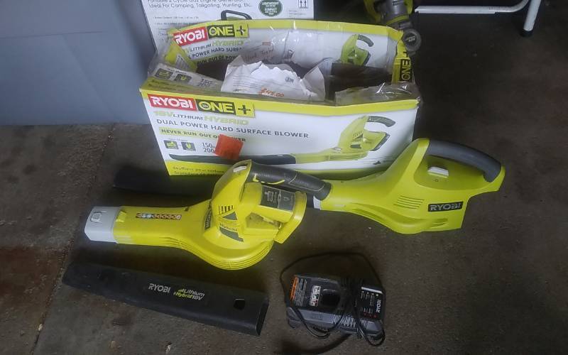 lot 7 image: 2-Ryobi Blowers, 1-Charger, No Batteries